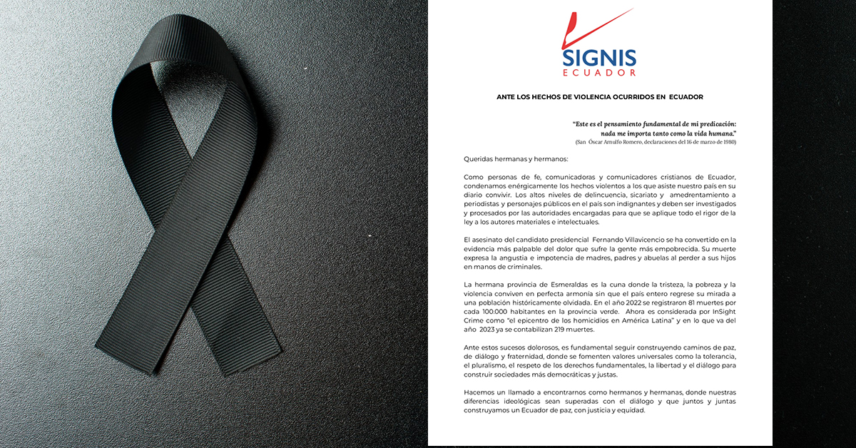 comunicado SIGNIS Ecuador asesinato Fernando Villavicencio